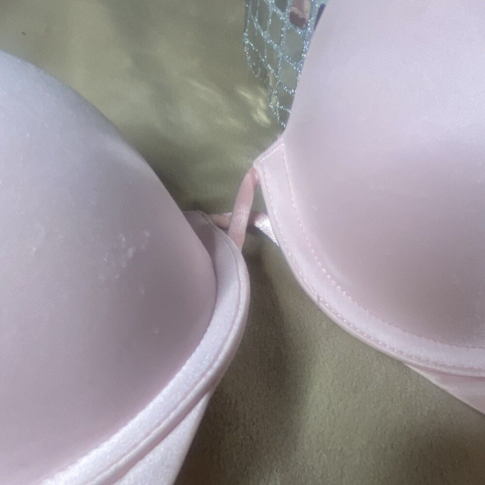 Victoria's Secret Pink Push Up Underwire Bra 34A Rhinestone Adjustable - Picture 3 of 6